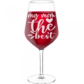 Personalised Wine Glass For Women With Engraved Text - "My Mom Is The Best", Wine Lover Gifts, Size 530ml
