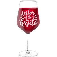 Engraved Wine Glass With Engraved Text - "Sister Of The Bride', Birthday Gift Idea, Size 530ml