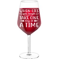 White Wine Glass With Engraved Text  "When Life Gets Tough Take One Day At A Time", Wine Glass Size 530ml