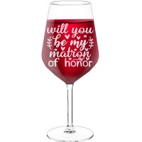 Personalised Wine Glass With Engraved Text - "Will You Be My Matron Of Honor", Funny Wine Gift, Size 530ml