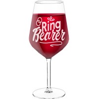 White Wine Glass With Engraved Text - "Ring Bearer", Gift for Woman, Size 530ml