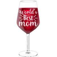 18Th Birthday Wine Glass With Engraved Text - "Worlds Best Mom", Gifts for Wine Lovers, Size 530ml