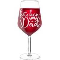 Engraved Wine Glass With Engraved Text - "Kitchen Dad", Best Friend Gift, Size 530ml