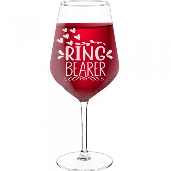 Wine Glass For Men With Engraved Text - "Ring Bearer 8", Gifts for Wine Lovers, Size 530ml