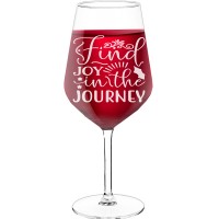 Pretty Wine Glass With Engraved Text  "Find Joy", Wine Glass Size 530ml