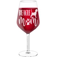 With Engraved Text - "Beagle Mom", Funny Wine Gift, Size 530ml