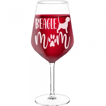 With Engraved Text - "Beagle Mom", Funny Wine Gift, Size 530ml