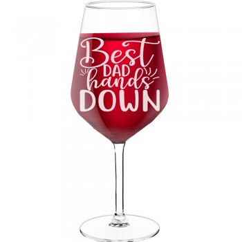 50Th Wine Glass With Engraved Text - "Best Dad Hands", Gifts for Wine Lovers, Size 530ml