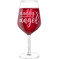 Wine Glass Personalised With Engraved Text - "Daddys Angel", Gifts for Wine Lovers, Size 530ml