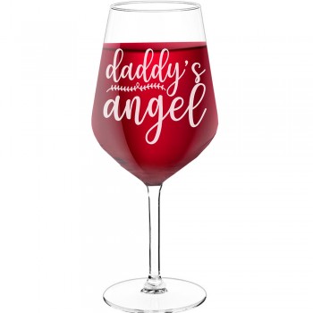 Wine Glass Personalised With Engraved Text - "Daddys Angel", Gifts for Wine Lovers, Size 530ml