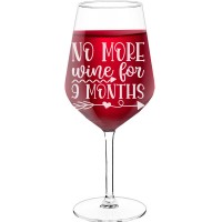 Large Wine Glass With Engraved Text  "No More Wine", Size 530ml