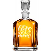 Viskija Dekanteris ar Uzrakstu - "We Love You Mom" ,Dāvana Vīrietim Ar Gravējumu, Izmērs 700Ml