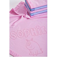 Baby Blanket for Car Seat With Name and Cute Pig Motif,100x75cm,Pink