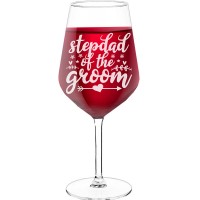 Wine Glass Gift With Engraved Text - "Stepdad Of The Groom', Birthday Gift Idea, Size 530ml