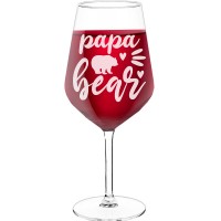 Personalised Wine Glass For Women With Engraved Text - "Papa Bear", Wine Lover Gifts, Size 530ml