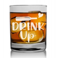 Uncle Fathers Day Gift Personalised Glass For Men 270ml With Engraved Text : "Drink Up"