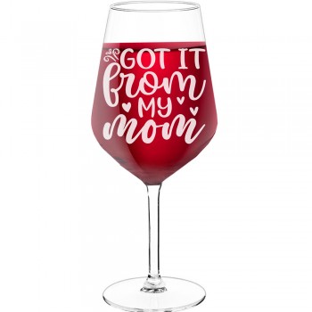 Personalised Wine Glass For Women With Engraved Text - "Got It From My Mom", Best Friend Gift, Size 530ml