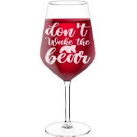 Personalised Wine Glass With Engraved Text - "Don'T Wake The Bear", Best Friend Gift, Size 530ml