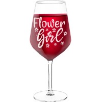 Novelty Wine Glass With Engraved Text - "Flower Girl", Funny Wine Gift, Size 530ml
