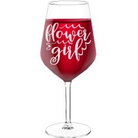 Wine Glass For Men With Engraved Text - "Flower Girl", Wine Gift Idea, Size 530ml
