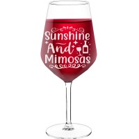 Sparkling Wine Glass With Engraved Text  "Sunshine And Mimosas", Size 530ml