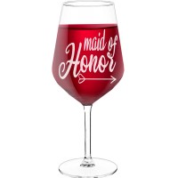 30Th Wine Glass With Engraved Text - "Maid Of Honor', Birthday Gift Idea, Size 530ml