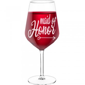 30Th Wine Glass With Engraved Text - "Maid Of Honor 3', Birthday Gift Idea, Size 530ml