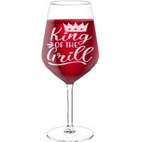 Personalised Wine Glass With Engraved Text - "King Of The Grill', Birthday Gift Idea, Size 530ml