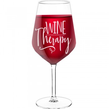 Wine Glass For Men With Engraved Text  "Wine Therapy", Size 530ml