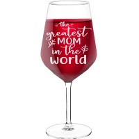 30Th Wine Glass With Engraved Text - "The Greatest Mom In The World", Wine Gift Idea, Size 530ml