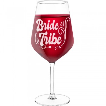 Vīna Glāze Ar Gravējumu ar Uzrakstu - "Bride Tribe 3", Idejas Dāvanai, Tilpums 530ml