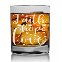 Dāvana Vīriešiem Pēc 40.Gadu Vecuma  ar Gravējumu - "Faith Hope Love" ,Stikla Viskija Glāze 270ml