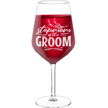 Wine Glass For Men With Engraved Text - "Stepmom Of The Groom 3", Gift for Wine Lover, Size 530ml