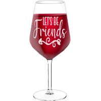 18Th Birthday Wine Glass With Engraved Text - "Let'S Be Friends", Funny Wine Gift, Size 530ml