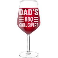 Personalised Wine Glass With Engraved Text - "Dad'S Bbq Gril Expert", Funny Wine Gift, Size 530ml