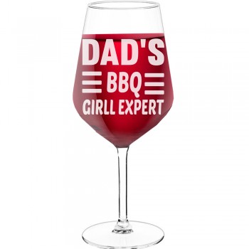 Dzirkstošā Vīna Glāze ar Uzrakstu - "Dad'S Bbq Gril Expert", Dāvana Sievietei, 530ml