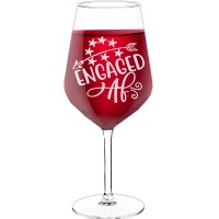 Personalised Wine Glass With Engraved Text - "Engaged", Gift for Woman, Size 530ml