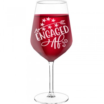 Liela Vīna Glāze ar Uzrakstu - "Engaged 3", Ideja Dāvanai, 530ml izmērs