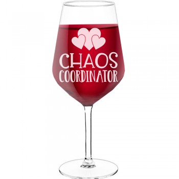 Vīna Glāze Personalizēta ar Uzrakstu - "Chaoscoordinator", Smieklīga Dāvana, 530ml