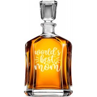 Hermētiska Viskija Karafe ar Uzrakstu - "World'S Best Mom" ,Dāvana Vīrietim Personalizēta, Izmērs 700Ml