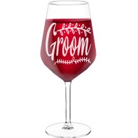 Red Wine Glass With Engraved Text - "Groom", Best Friend Gift, Size 530ml