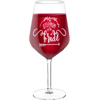 Novelty Wine Glass With Engraved Text - "Stepmom Of The Bride", Best Friend Gift, Size 530ml
