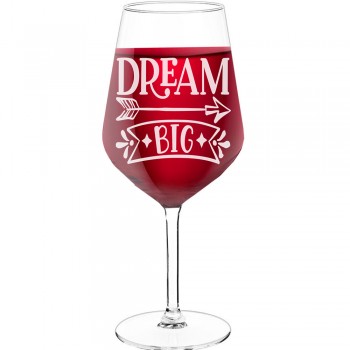 Vīna Glāze ar Uzrakstu - "Dream Big", Oriģināla dāvana dzimšanas dienā, 530ml