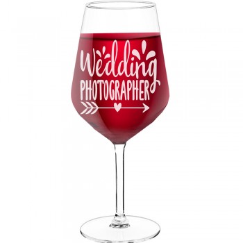 Best Friend Wine Glass With Engraved Text - "Wedding Photographer 2", Fiend Gift, Size 530ml