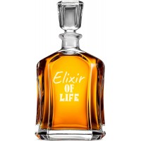 Hermētiska Viskija Karafe ar Uzrakstu - "Elixir Of Life" ,Dāvana Līgavainim, Izmērs 700Ml Hermētiska Viskija Karafe ar Uzrakstu - "Elixir Of Life" ,Dāvana Līgavainim, Izmērs 700Ml