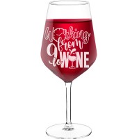 Wine Glass Personalised With Engraved Text  "Working From 9 To Wine", Size 530ml