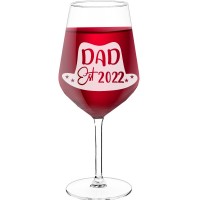 Pretty Wine Glass With Engraved Text - "Dad Est 22-2", Gifts for Wine Lovers, Size 530ml