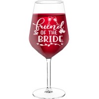 Pretty Wine Glass With Engraved Text - "Friend Of The Bride", Gift for Wine Lover, Size 530ml