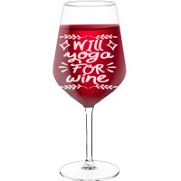 Large Wine Glass With Engraved Text  "Will Yoga", Size 530ml