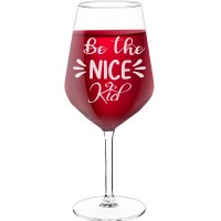 Red Wine Glass With Engraved Text - "Be The Nice Kid", Wine Lover Gifts, Size 530ml